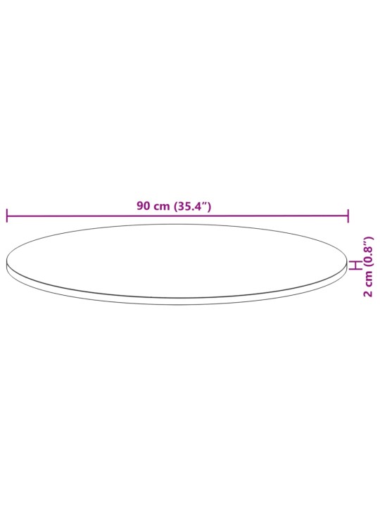 Pöytälevy pyöreä Ø90x2 cm täysi akasiapuu