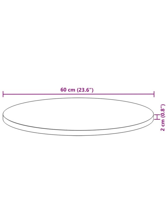 Pöytälevy pyöreä Ø60x2 cm täysi akasiapuu