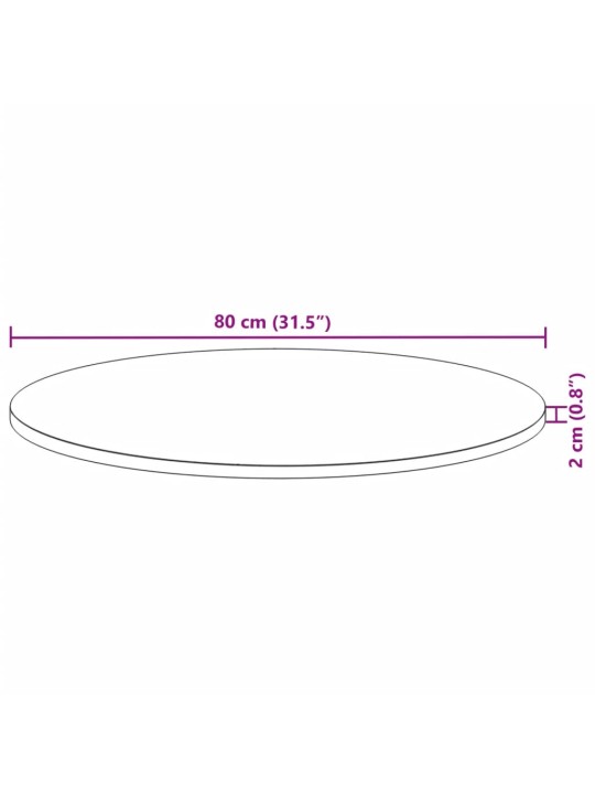 Pöytälevy pyöreä Ø80x2 cm täysi akasiapuu