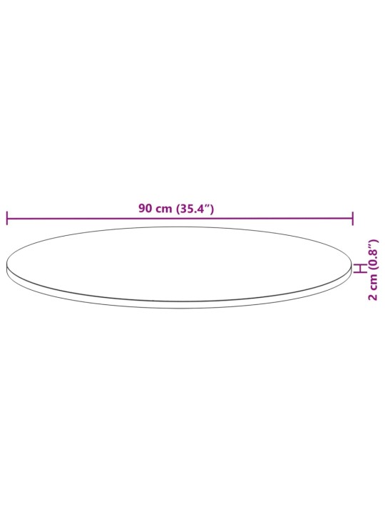 Pöytälevy pyöreä Ø90x2 cm täysi akasiapuu