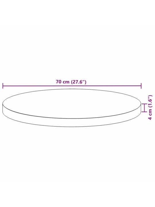 Pöytälevy pyöreä Ø70x4 cm täysi akasiapuu