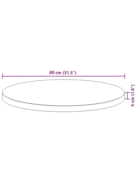 Pöytälevy pyöreä Ø80x4 cm täysi akasiapuu