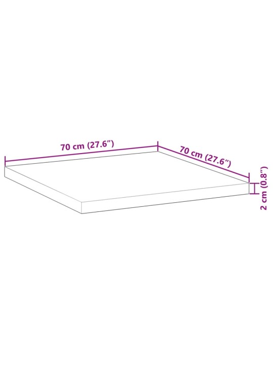Pöytälevy neliö 70x70x2 cm täysi akasiapuu