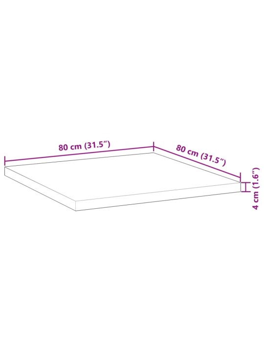 Pöytälevy neliö 80x80x4 cm täysi akasiapuu