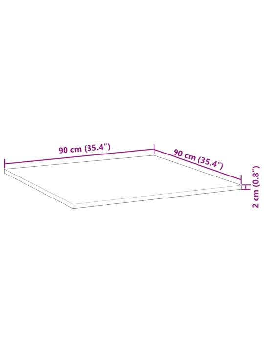 Pöytälevy neliö 90x90x2 cm täysi akasiapuu