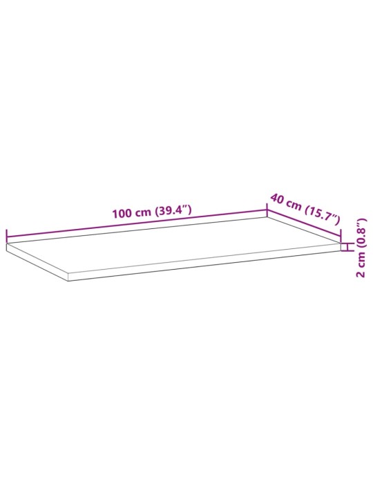 Pöytälevy 100x40x2 cm suorakaide täysi akasiapuu