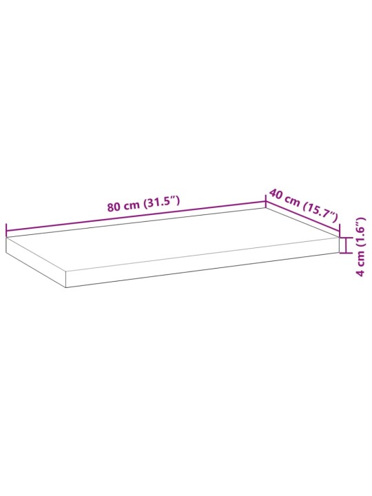 Pöytälevy 80x40x4 cm suorakaide täysi akasiapuu