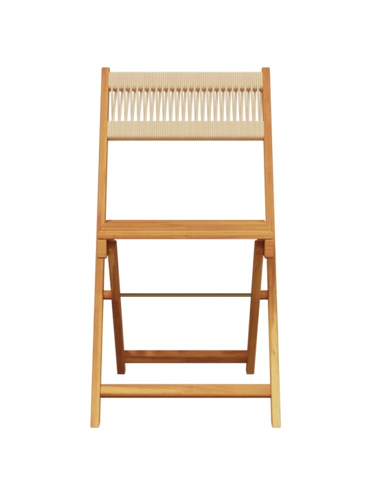 5-osainen ulkoruokailuryhmä beige polypropeeni ja täysi puu