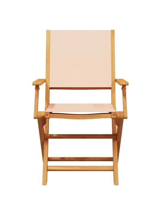 5-osainen ulkoruokailuryhmä beige kangas ja täysi puu