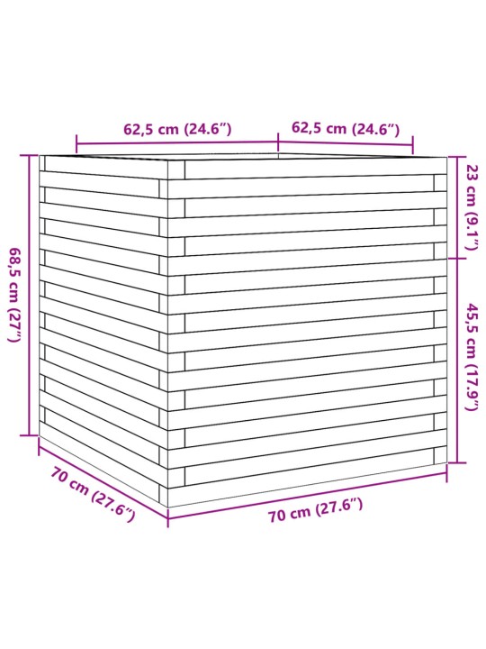 Puutarhakukkalaatikko 70x70x68,5 cm täysi douglaskuusi