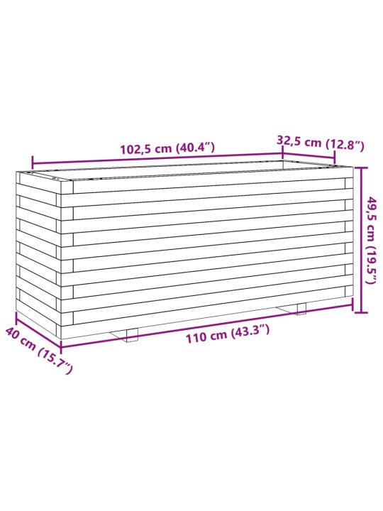 Puutarhakukkalaatikko vahanruskea 110x40x49,5 cm täysi mänty