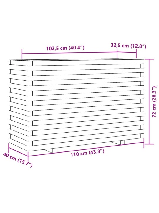 Puutarhakukkalaatikko 110x40x72 cm kyllästetty mänty