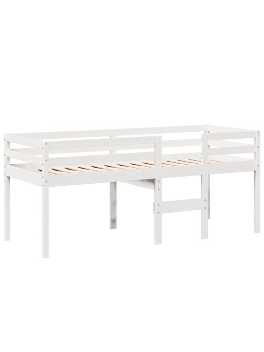 Korotettu sänky katolla valkoinen 75x190 cm täysi mänty