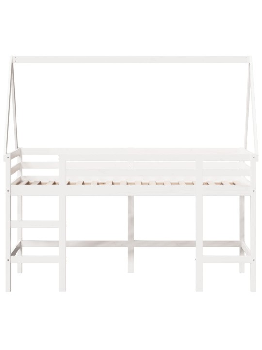 Parvisänky tikkailla ja katoksella valk. 80x200 cm täysi mänty