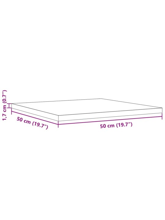 Pöytälevy 50x50x1,7 cm neliö täysi mänty