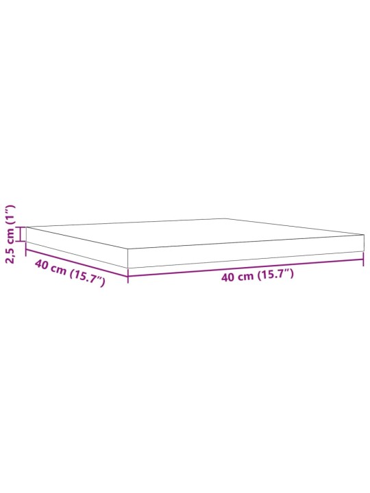 Pöytälevy 40x40x2,5 cm neliö täysi mänty