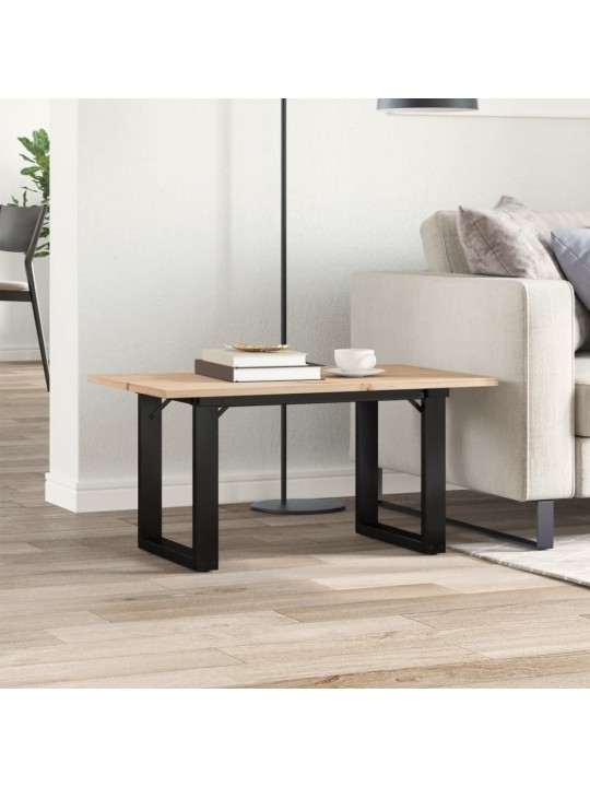 Sohvapöytä o-runko 80x50x40 cm täysi mänty ja terästä