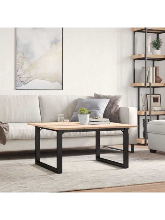 Sohvapöytä o-runko 80x80x45 cm täysi mänty ja terästä