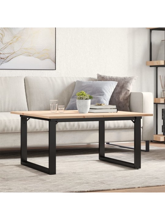 Sohvapöytä o-runko 80x80x45 cm täysi mänty ja terästä