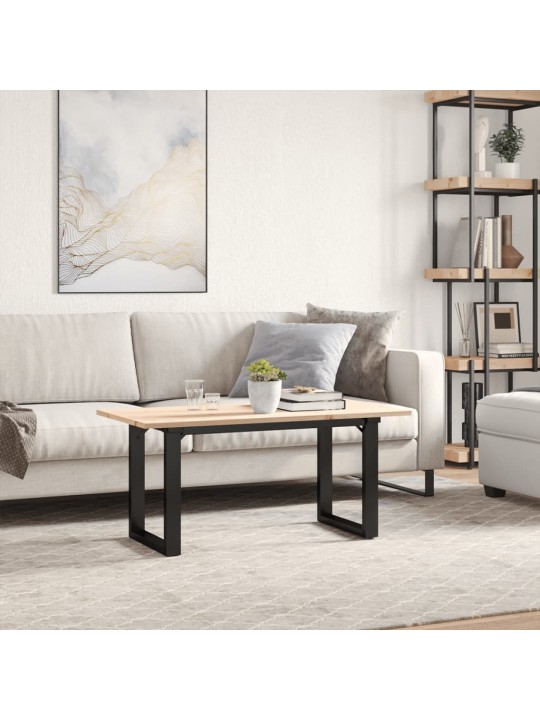 Sohvapöytä o-runko 90x40x45 cm täysi mänty ja terästä