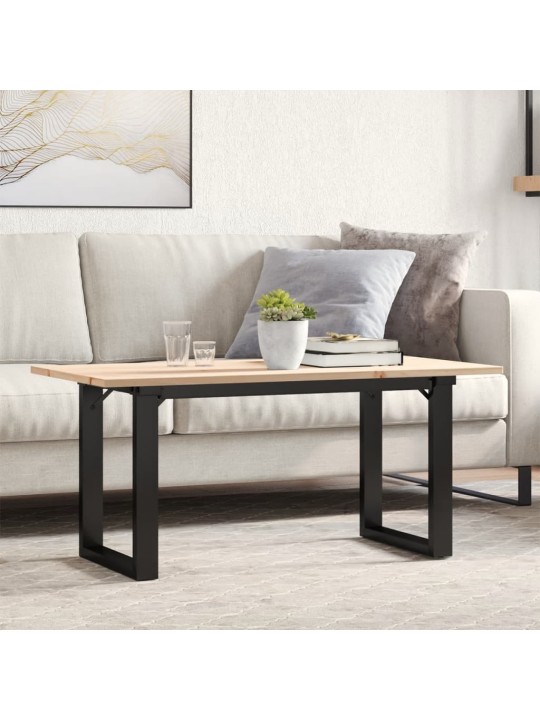 Sohvapöytä o-runko 90x40x45 cm täysi mänty ja terästä