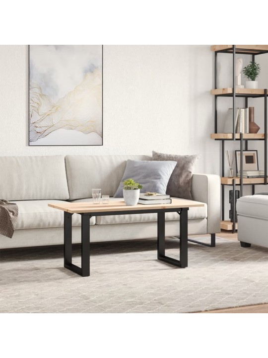Sohvapöytä o-runko 100x50x45 cm täysi mänty ja terästä