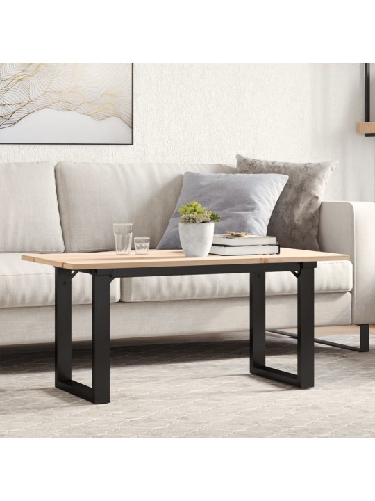 Sohvapöytä o-runko 100x50x45 cm täysi mänty ja terästä