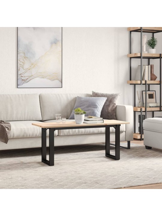 Sohvapöytä o-runko 110x40x45 cm täysi mänty ja terästä
