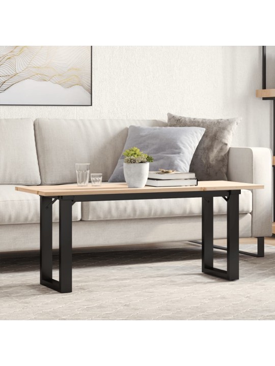 Sohvapöytä o-runko 110x40x45 cm täysi mänty ja terästä