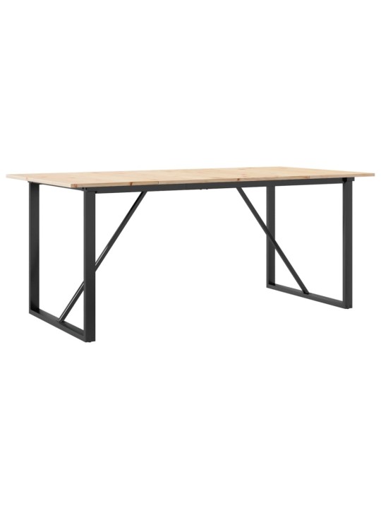 Ruokapöytä o-runko 180x90x75 cm täysi mänty ja terästä