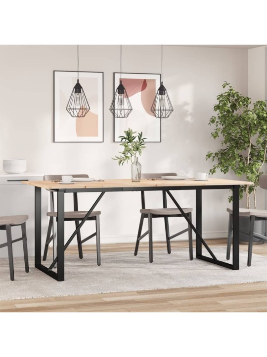 Ruokapöytä o-runko 180x90x75 cm täysi mänty ja terästä