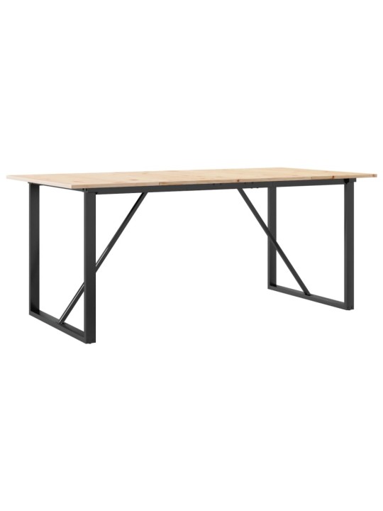 Ruokapöytä o-runko 180x90x75 cm täysi mänty ja terästä