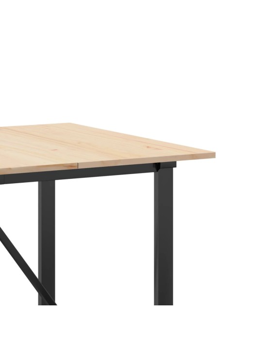 Ruokapöytä o-runko 180x90x75 cm täysi mänty ja terästä