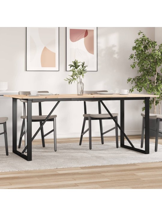 Ruokapöytä o-runko 180x90x75 cm täysi mänty ja terästä