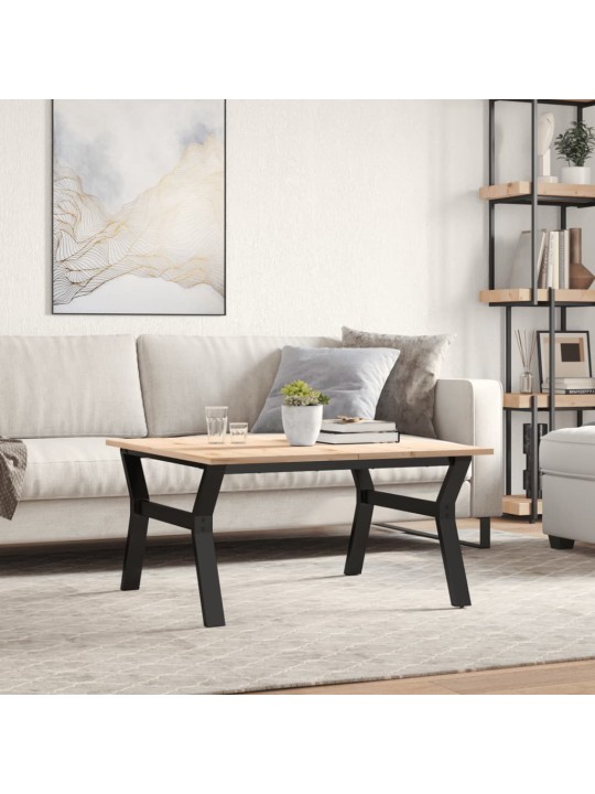 Sohvapöytä y-runko 80x80x45 cm täysi mänty ja terästä