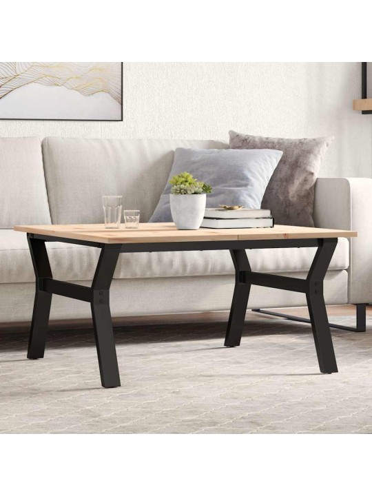 Sohvapöytä y-runko 80x80x45 cm täysi mänty ja terästä