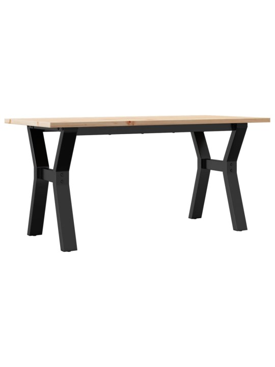 Sohvapöytä y-runko 100x50x45 cm täysi mänty ja terästä