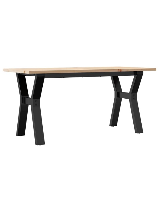Sohvapöytä y-runko 100x50x45 cm täysi mänty ja terästä