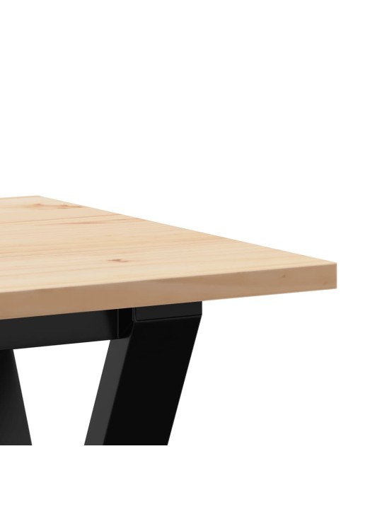 Sohvapöytä y-runko 100x50x45 cm täysi mänty ja terästä