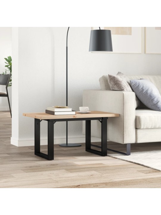 Sohvapöytä o-runko 80x50x40,5 cm täysi mänty ja terästä