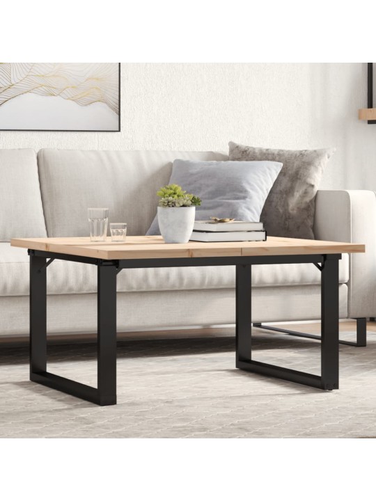 Sohvapöytä o-runko 80x80x45,5 cm täysi mänty ja terästä