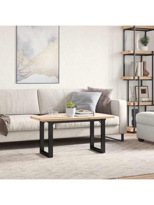 Sohvapöytä o-runko 90x40x45,5 cm täysi mänty ja terästä