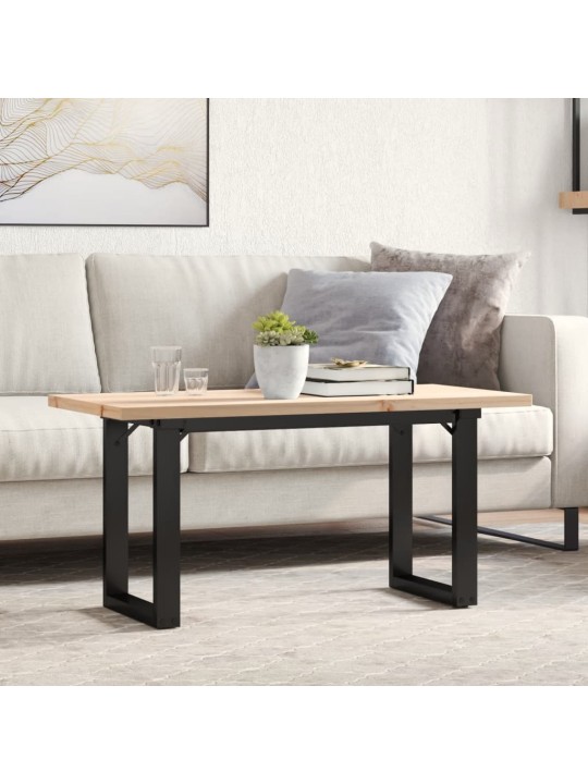 Sohvapöytä o-runko 90x40x45,5 cm täysi mänty ja terästä