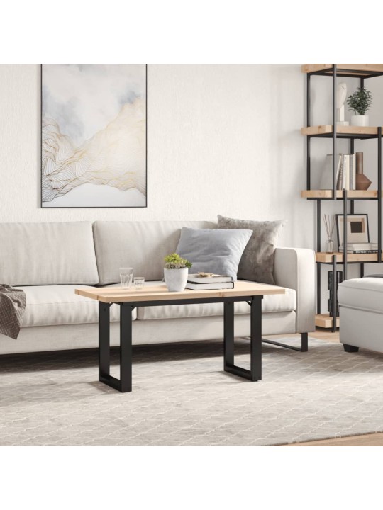 Sohvapöytä o-runko 100x50x45,5 cm täysi mänty ja terästä