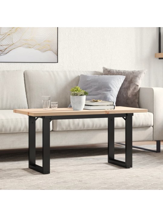 Sohvapöytä o-runko 100x50x45,5 cm täysi mänty ja terästä