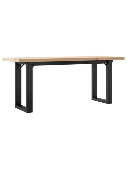 Sohvapöytä o-runko 110x40x45,5 cm täysi mänty ja terästä