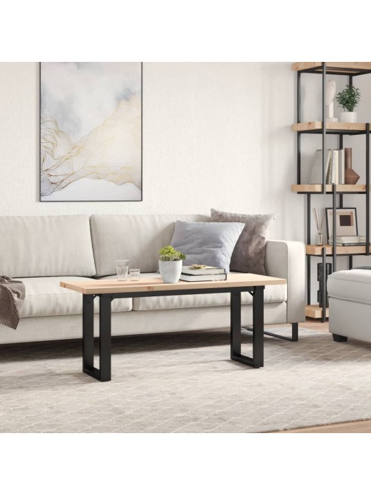 Sohvapöytä o-runko 110x40x45,5 cm täysi mänty ja terästä