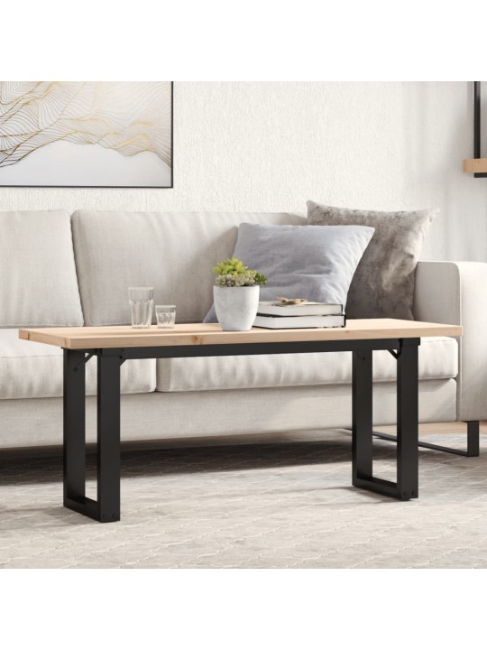 Sohvapöytä o-runko 110x40x45,5 cm täysi mänty ja terästä