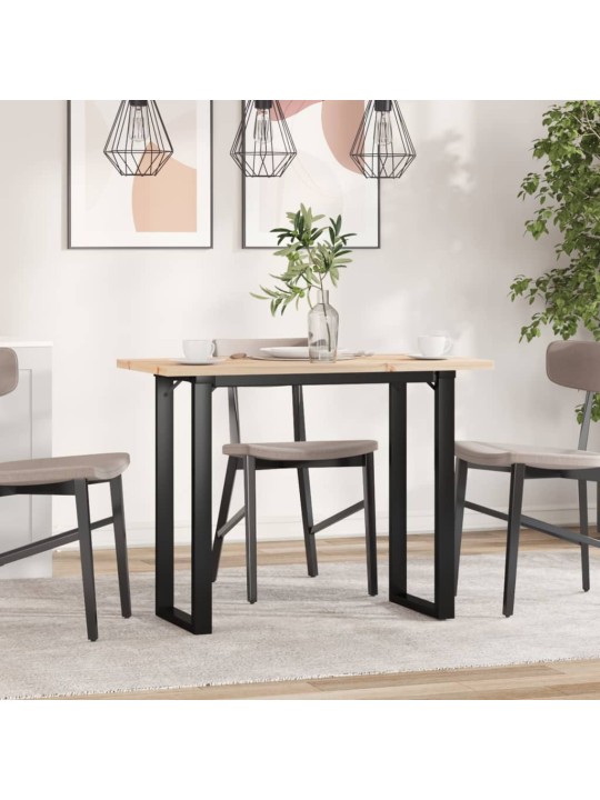 Ruokapöytä o-runko 100x50x75,5 cm täysi mänty ja terästä
