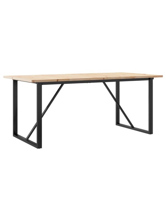 Ruokapöytä o-runko 180x90x75,5 cm täysi mänty ja terästä